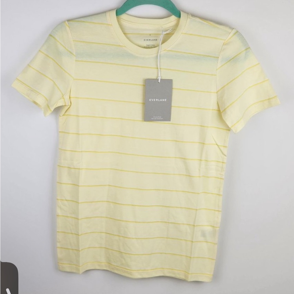 NWT Everlane organic cotton short sleeve yellow stripe crewneck Tshirt size M